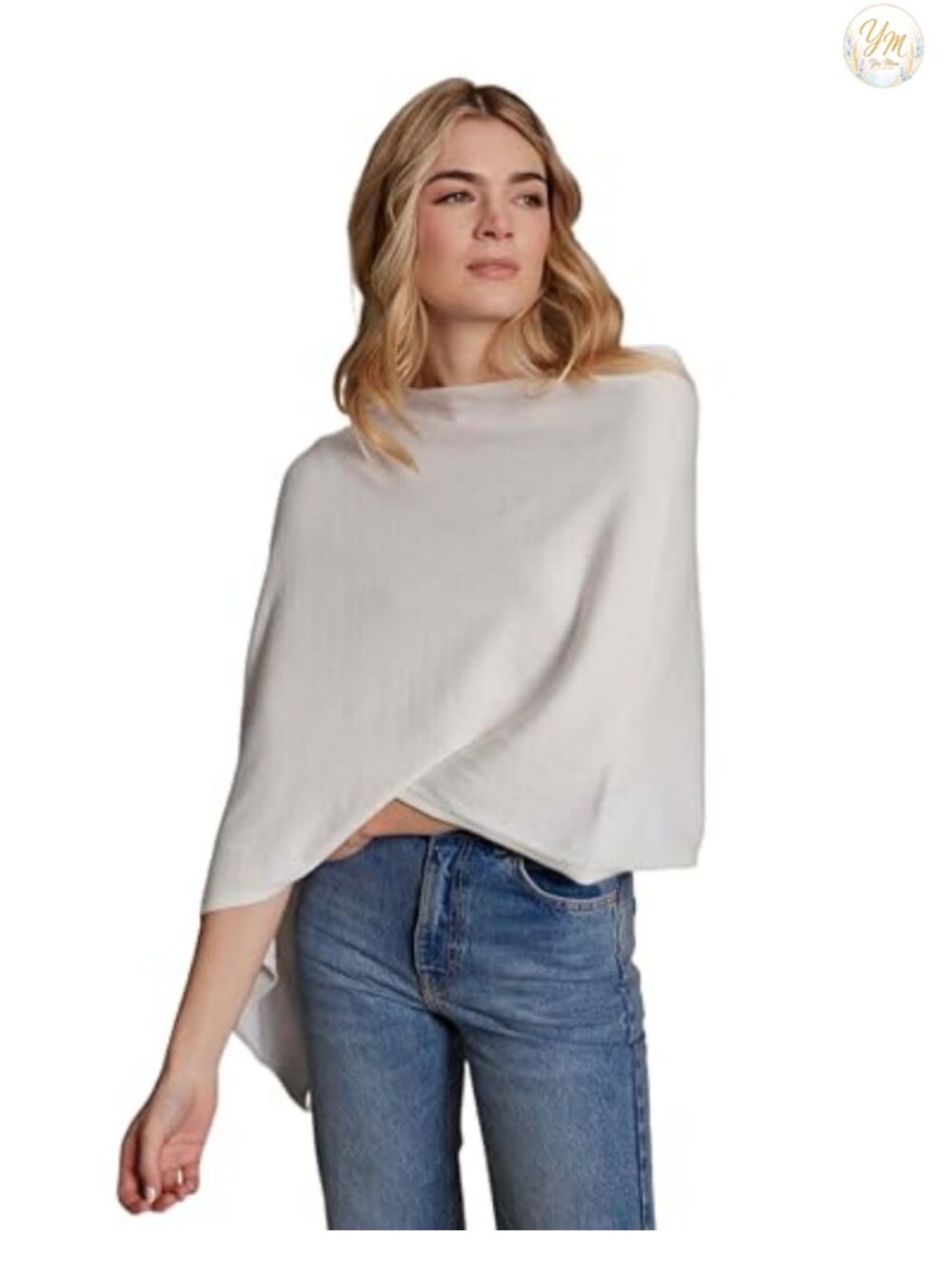 Cashmere Blend Poncho Wrap Shawl Ruana Topper Sleeveless